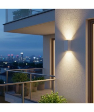 kelvo® BURANO KLV-101-0023 Φωτιστικό Τοίχου - Απλίκα για 2 Λάμπες MR16 με Ντουί GU10 AC 220-240V Αδιάβροχο IP65 - Λευκό Ματ - Μ8 x Π8 x Υ15cm